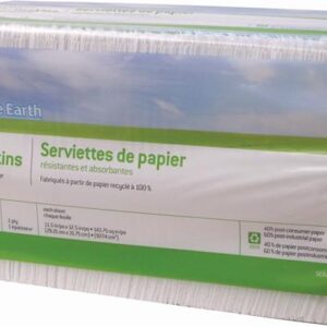 Sustainable Earth™ 100% Recycled Luncheon Napkins, 1-Ply, White, 12" x 12", 400 Napkins/Pack