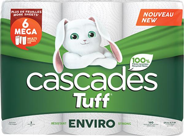 Cascades TuffTM Enviro Strong, Kitchen Roll Towels, 100% Recycled, 2-Ply, 160 Sheets/Roll, 6 Rolls/Pack