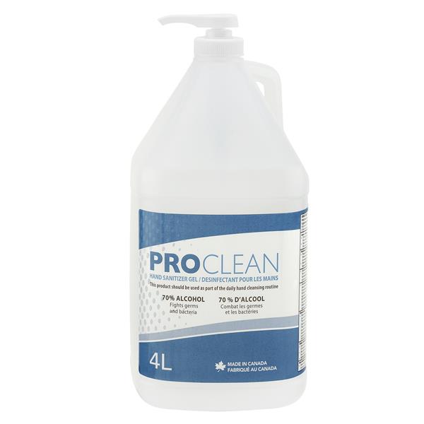 Pro Clean Hand Sanitizer Gel, 70% Alcohol, 4 x 4 L with 2 Pumps/Case